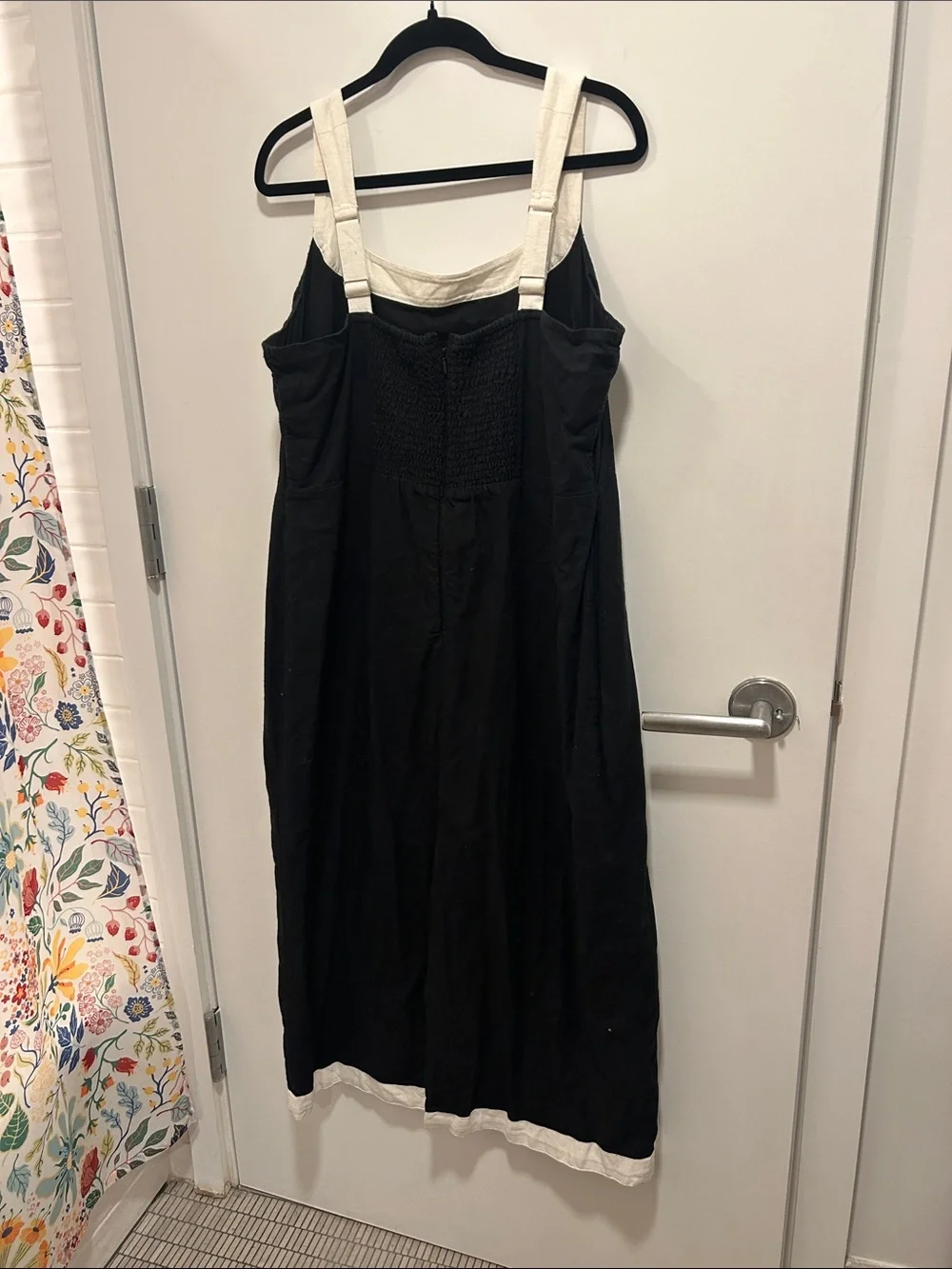 Abercrombie & Fitch Linen-Blend Squareneck Maxi Dress with Cream Straps and Hem